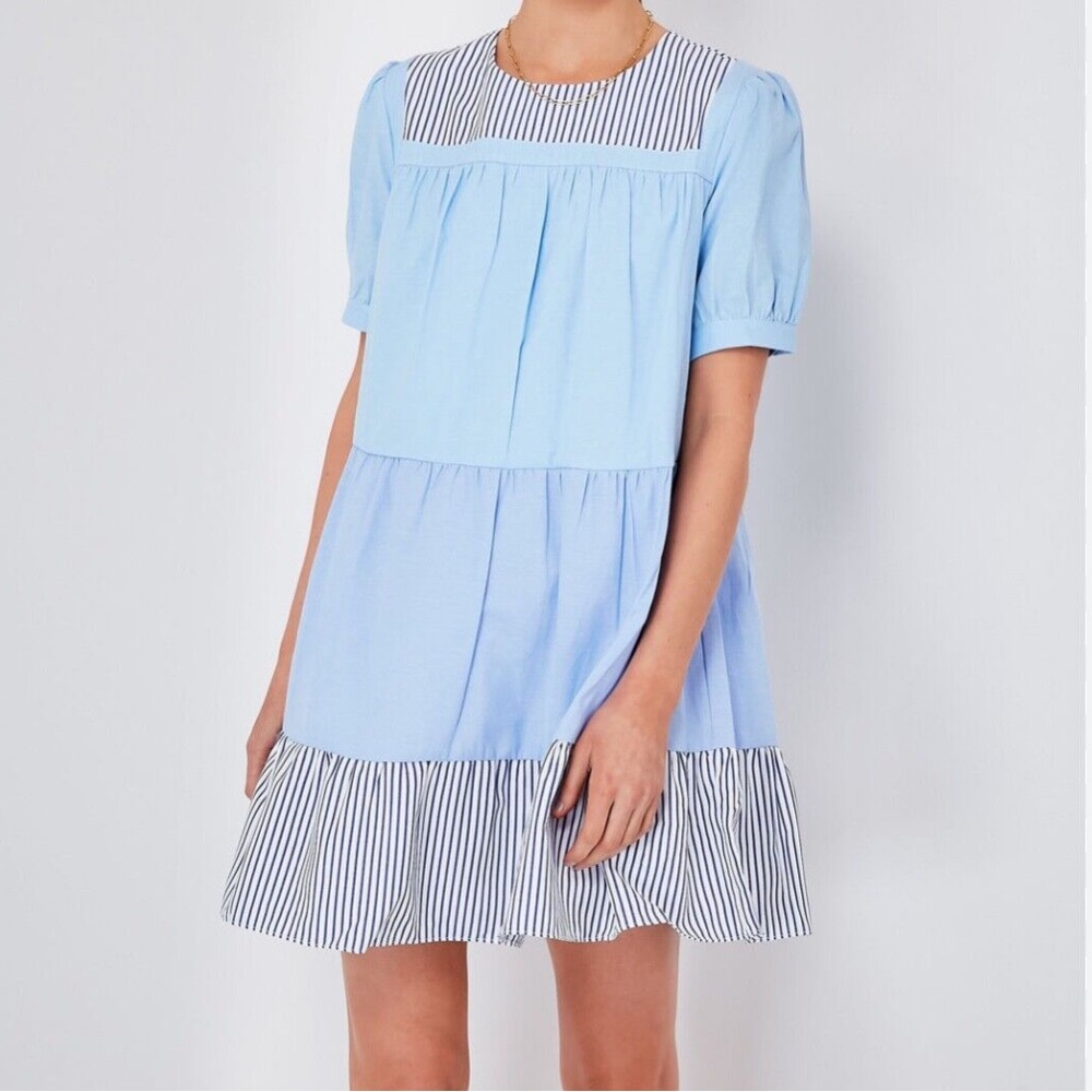 English factory blue and white dress